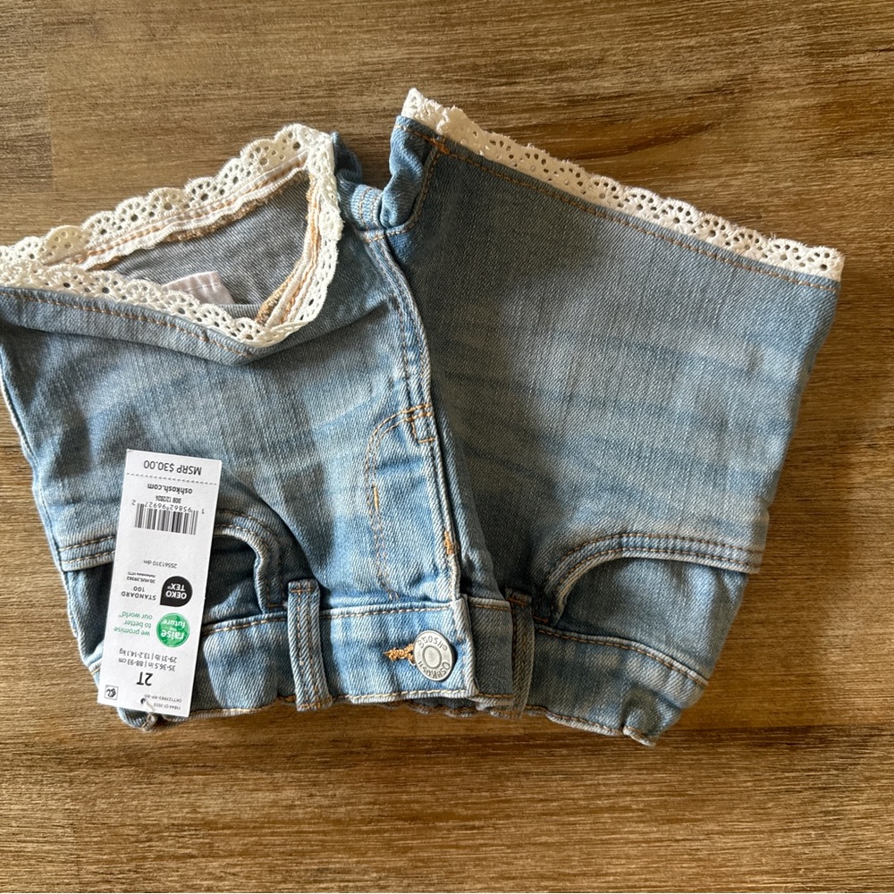Carters Blue Denim Shorts with Lace Trim